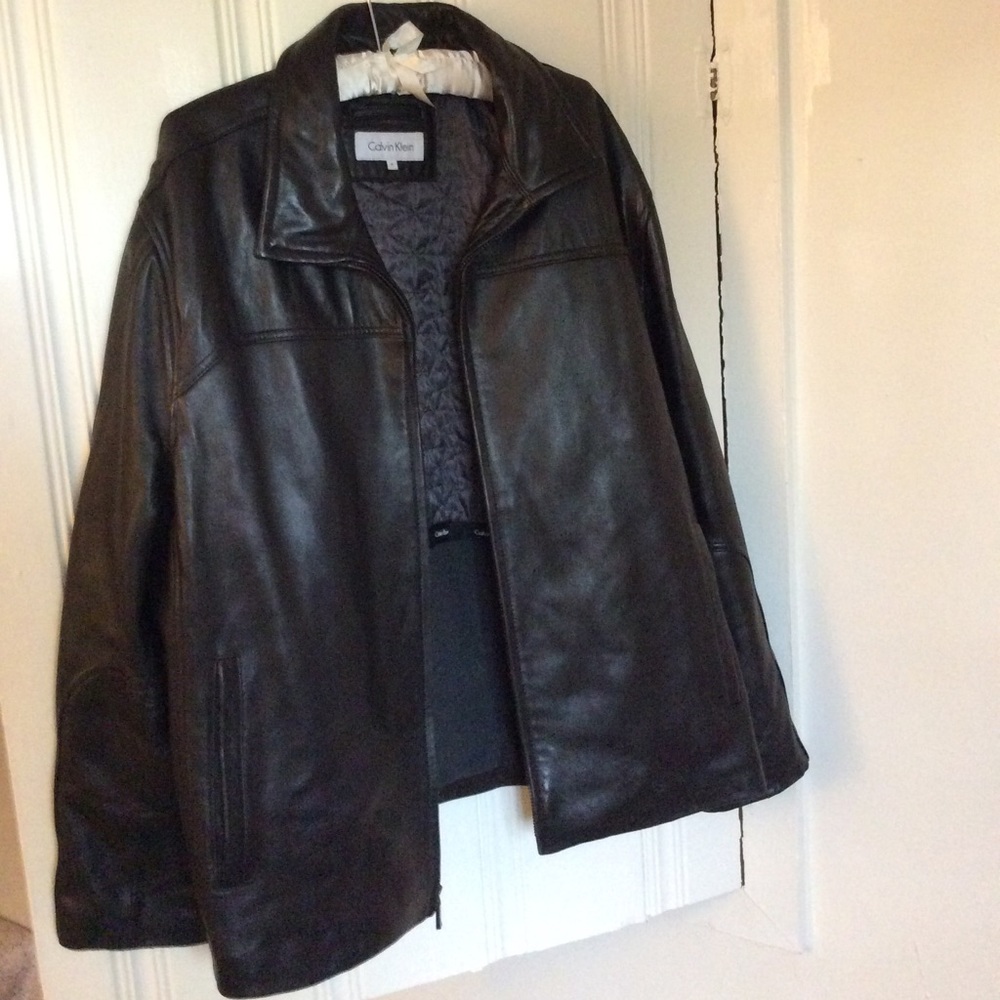 NWOT. Calvin Klein Authentic leather jacket